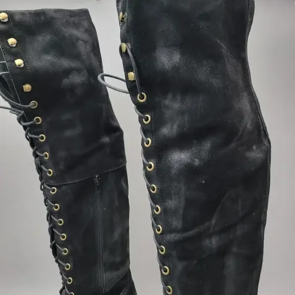 Stylish Black Over the Knee Boots - Picture 5 of 16